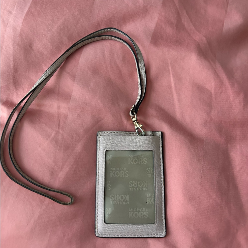 Michael Kors Blush Pink card holder with lanyard